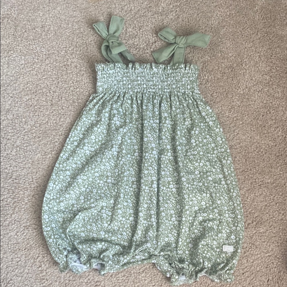 Green Floral Kids Romper